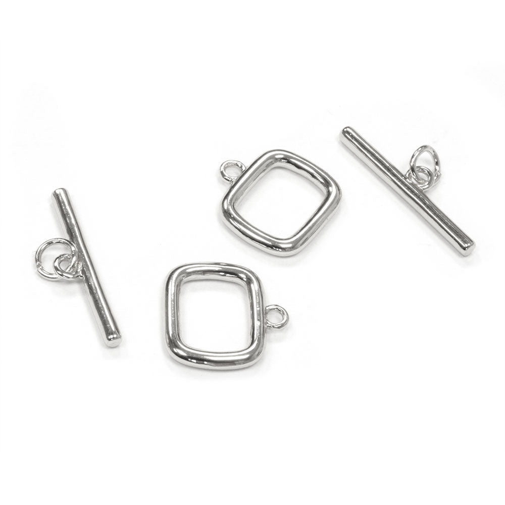 Soft Rectangle Toggle Silver Plated 14x11.5mm - Pack of 2