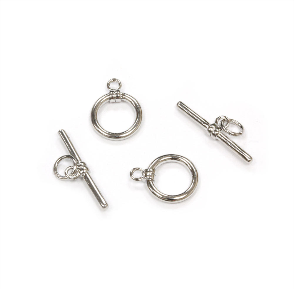Tiny Round Toggle Silver Plated 14mm - Pack of 2