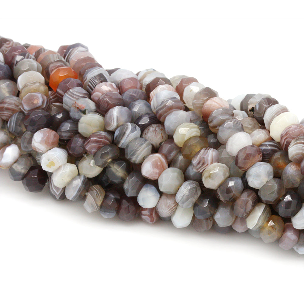 Botswana Agate Faceted Rondelle Beads 5x8mm - 35cm Strand