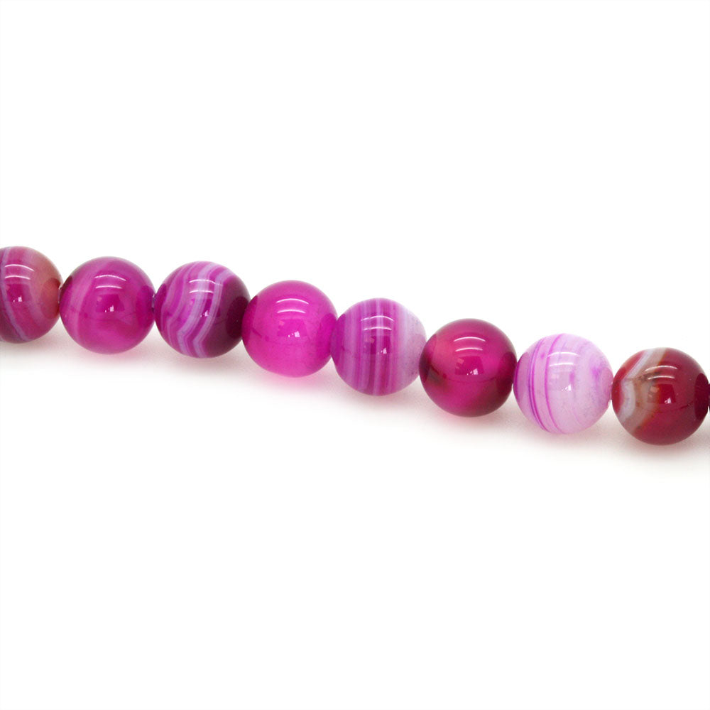 Pink Banded Agate Rounds 8mm - 35cm Strand