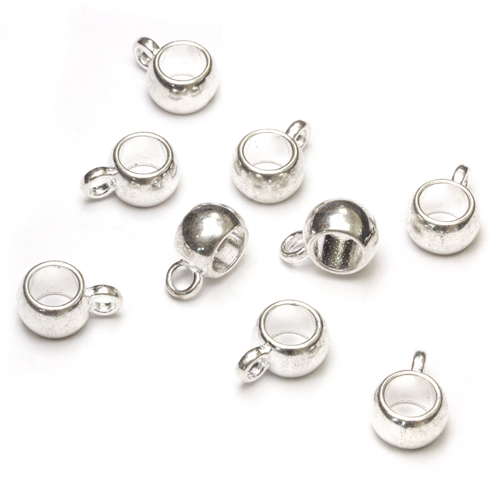 Small Bead Hanger Silver Plated 8x5mm - Pack of 20