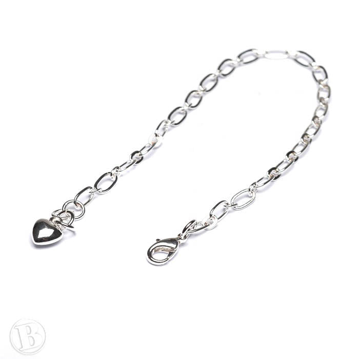 Brass Chain Bracelet Silver Plated 8.5-Pack of 1