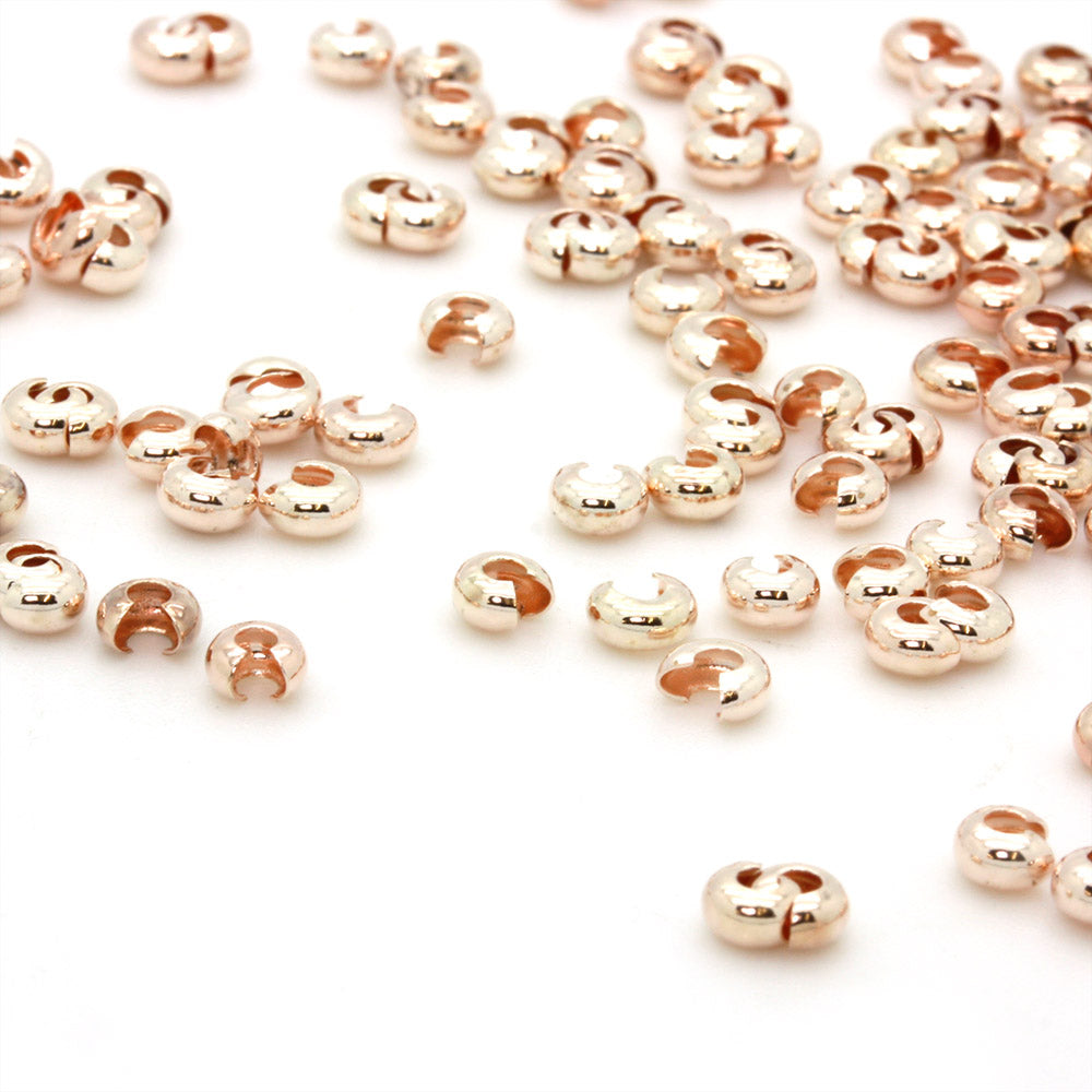 Crimp Cover Rose Gold Plated Round 3mm-Pack of 200