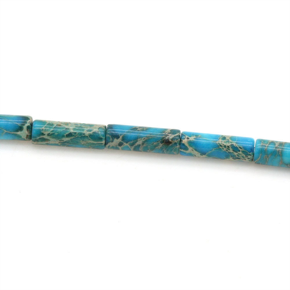 Imperial Jasper Tubes 4x13mm Turquoise - 35cm Strand