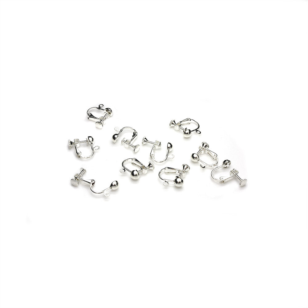Earscrew Silver Plated 15x14mm-Pack of 10