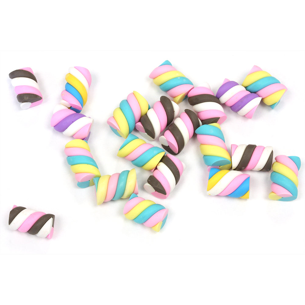 Polymer Clay Twist Tube Bead Mix 15x8mm - Pack of 20