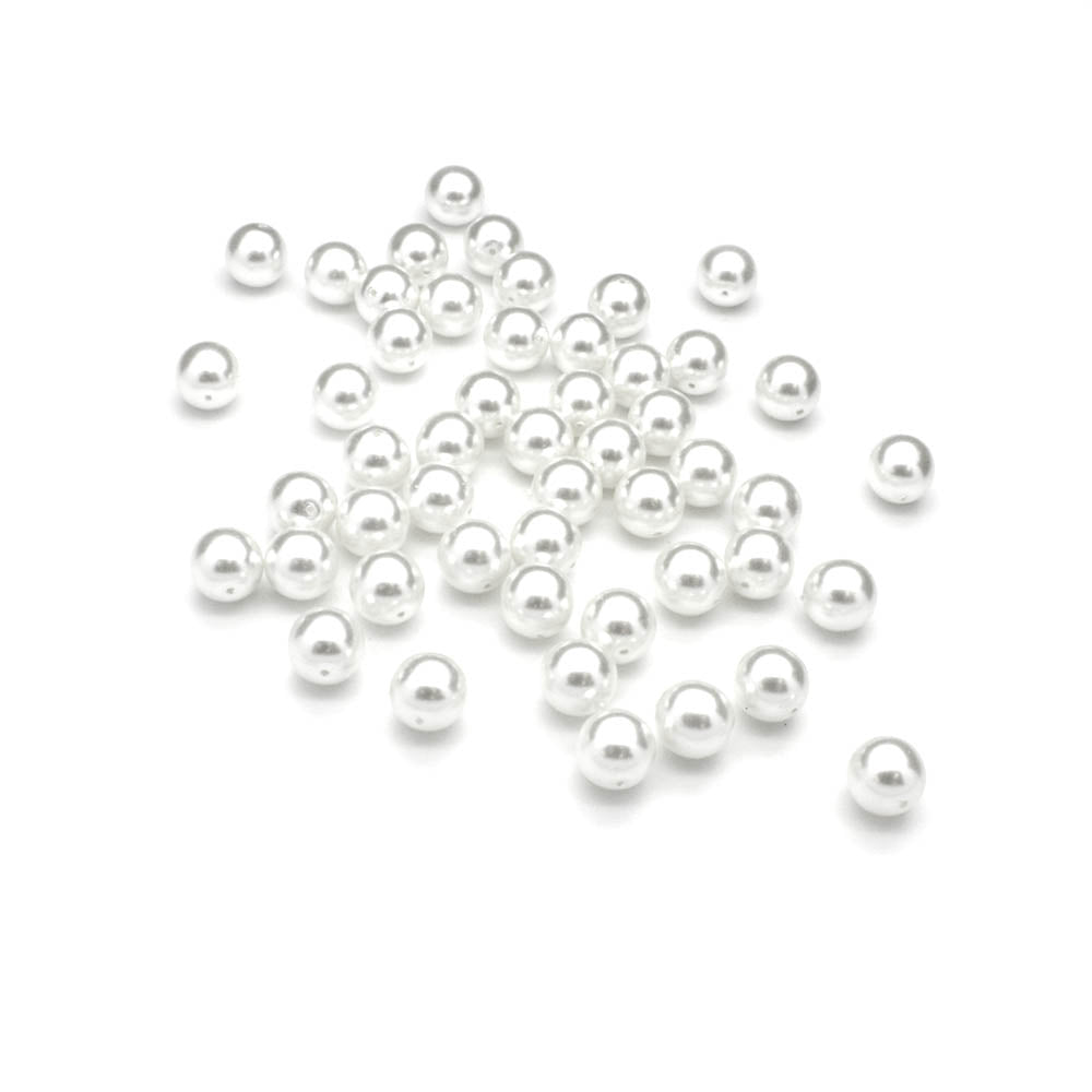 Pearl White Glass Round 10mm-Pack of 50