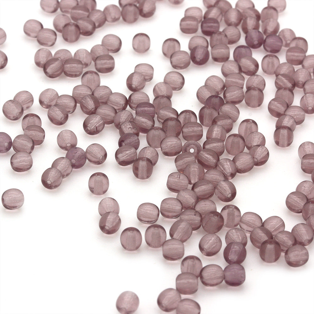 Pressed Purple Glass Round 4mm-Pack of 200