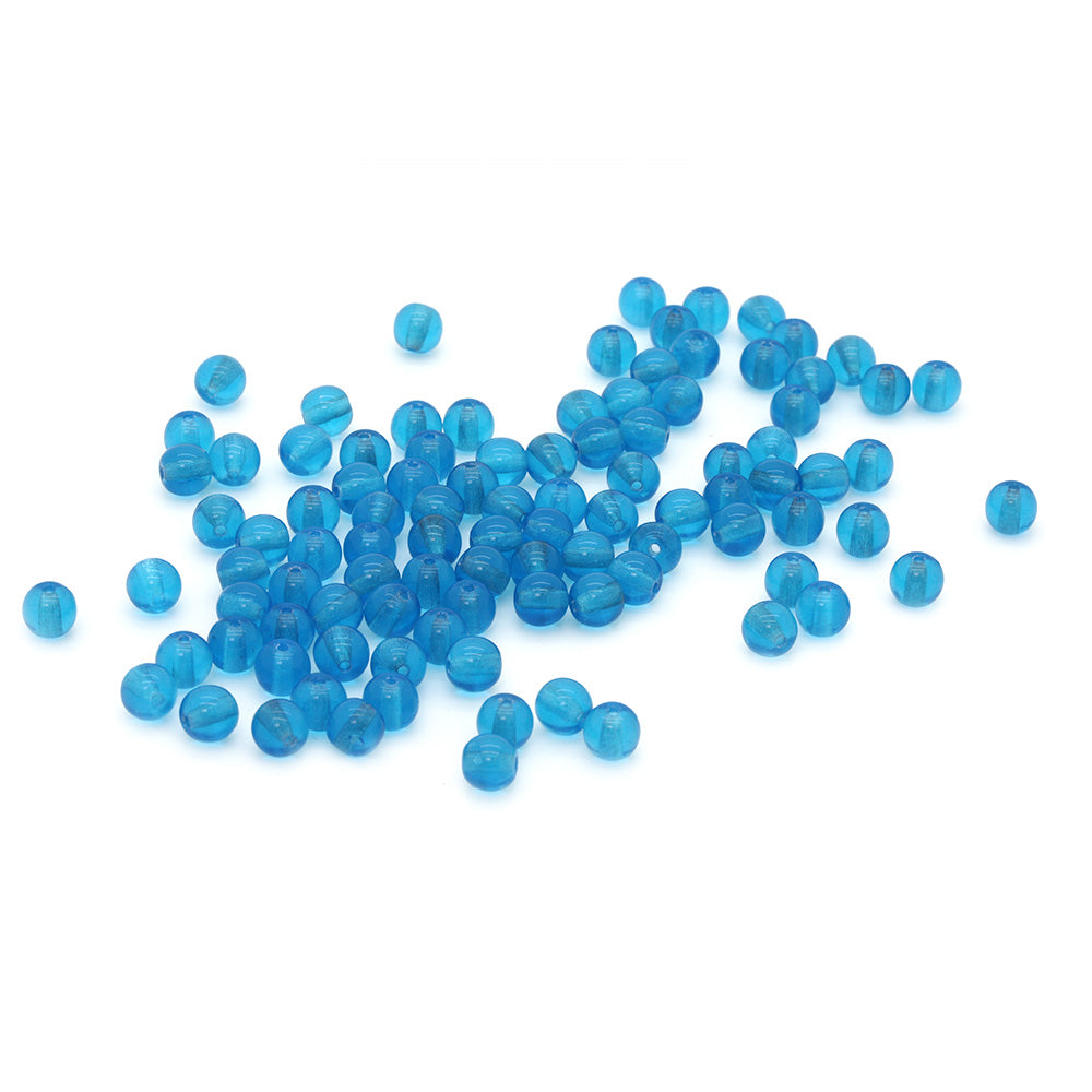 Pressed Turquoise Glass Round 6mm-Pack of 100