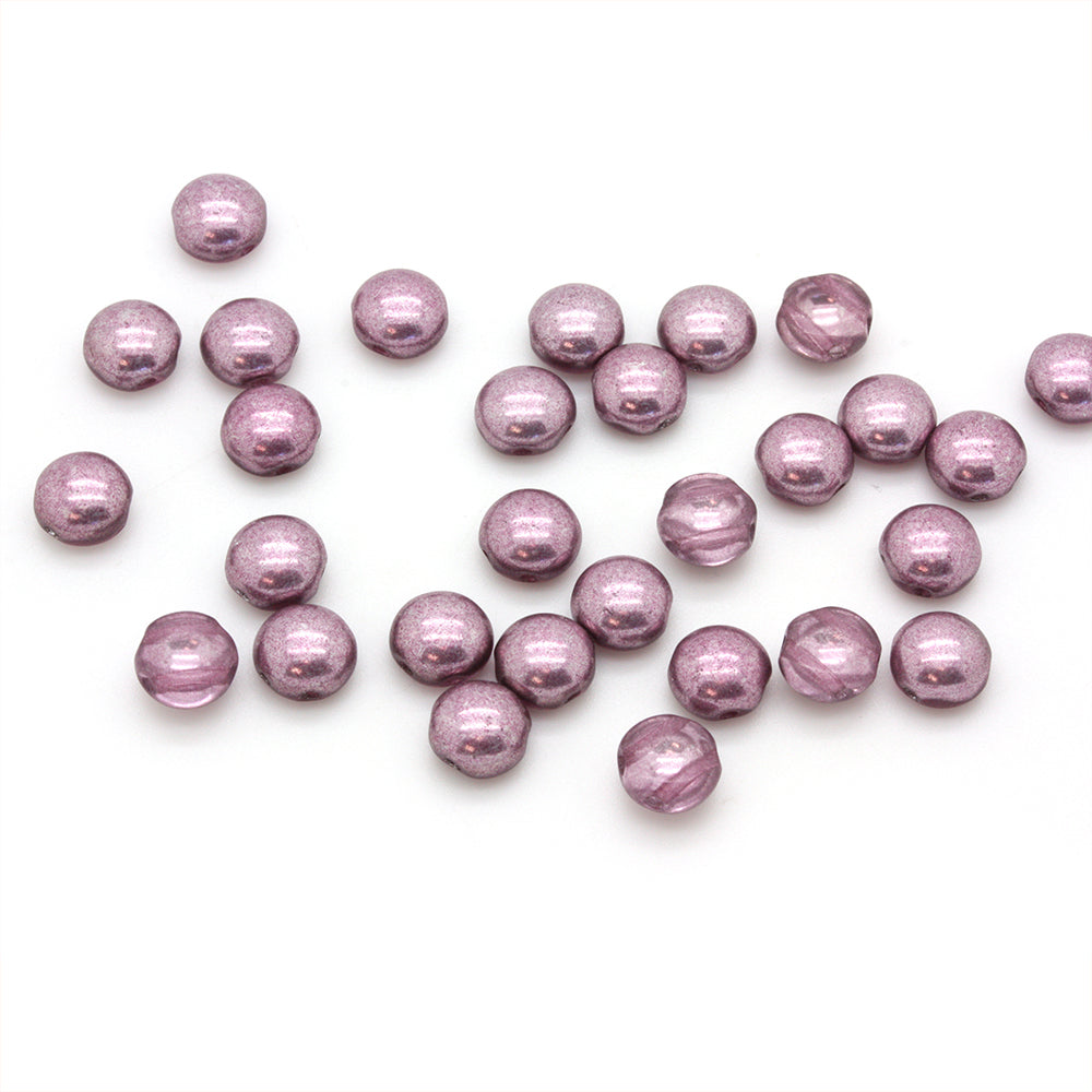 Pressed Glass Candy Bead 8mm Vintage Purple - Pack of 30