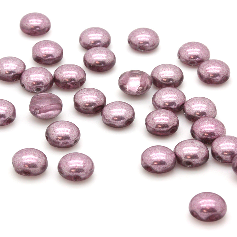 Pressed Glass Candy Bead 8mm Vintage Purple - Pack of 30
