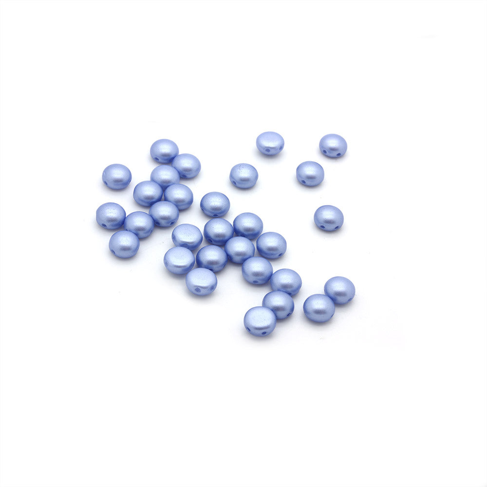 Pressed Glass Candy Bead 8mm Sky Blue - Pack of 30