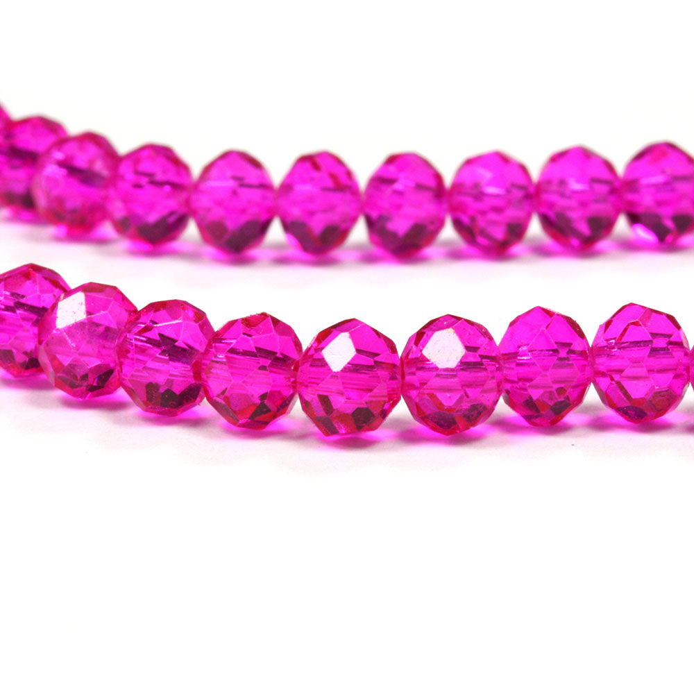 Faceted Rondelle 4x6mm Bright Pink 4x6mm - 1 string