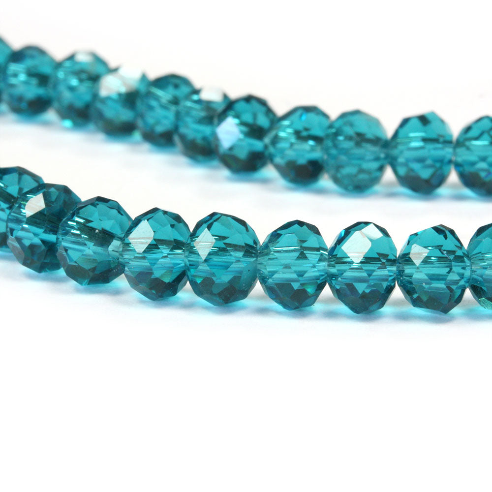 Faceted Rondelle 4x6mm Teal 4x6mm - 1 string