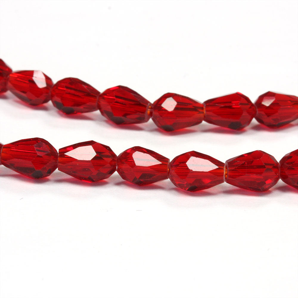 Faceted Top Drilled Drop 6x8mm Dark Red 6x8mm - Pack of 1