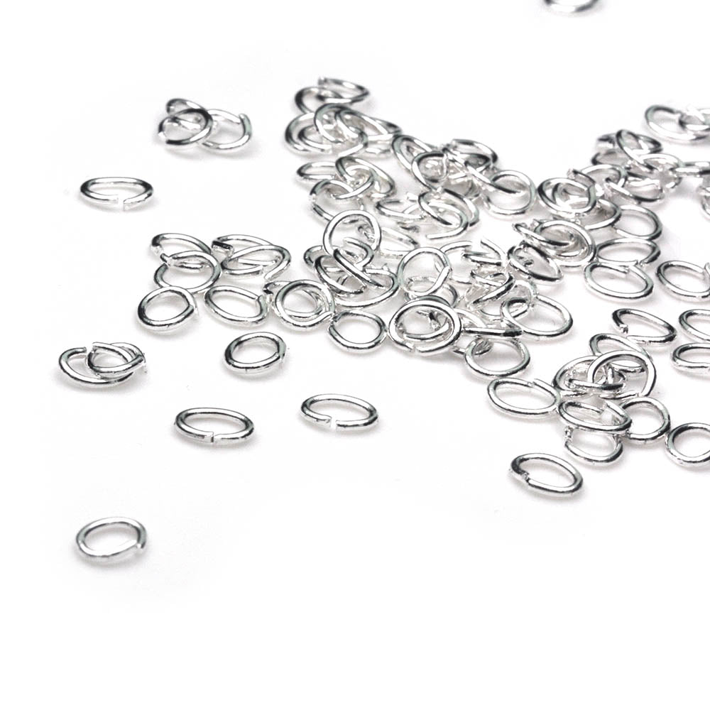 Jump Ring Silver Plated Oval 4x6mm-Pack of 100