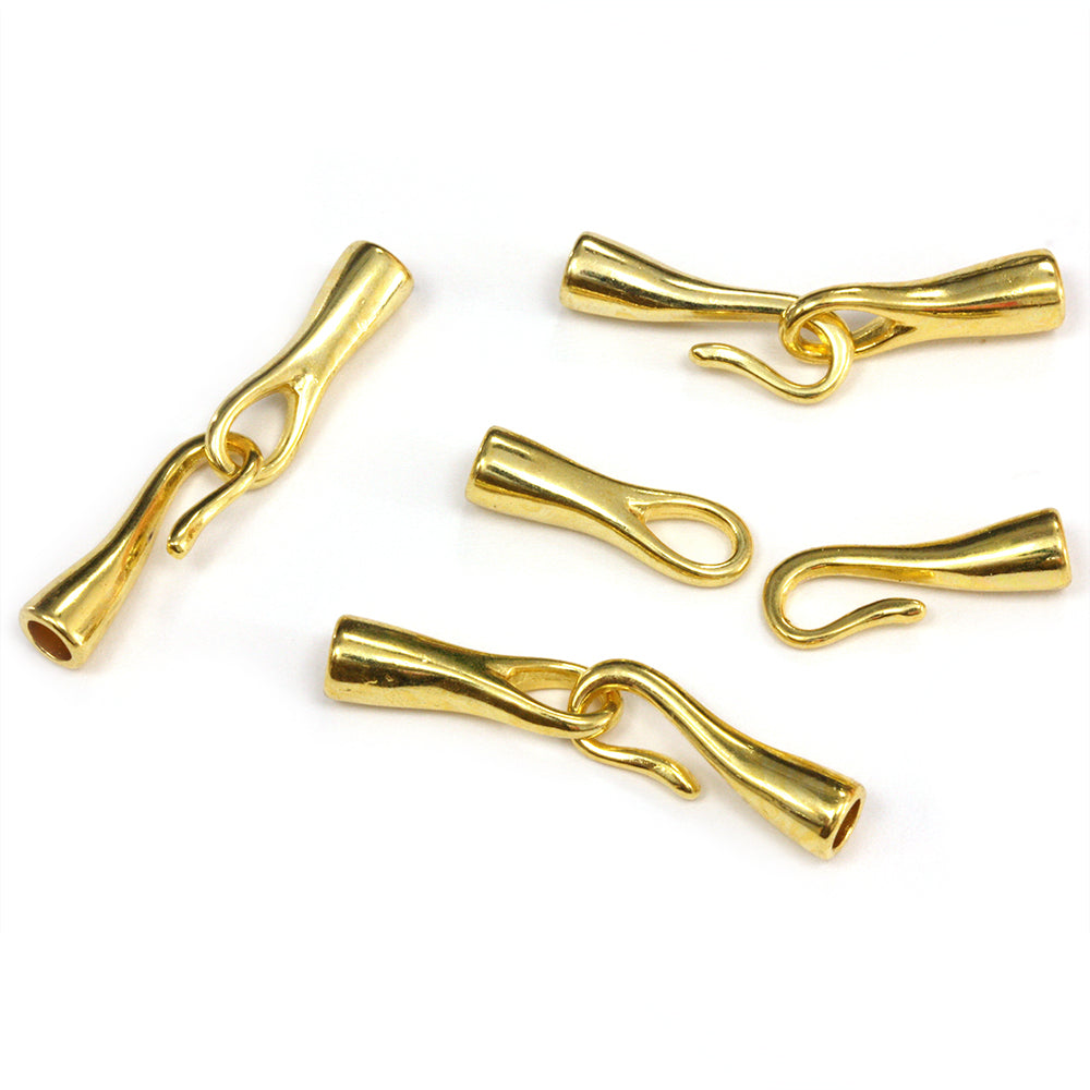 Glue In Hook Clasp Gold Plated 19x6mm - Pack of 20