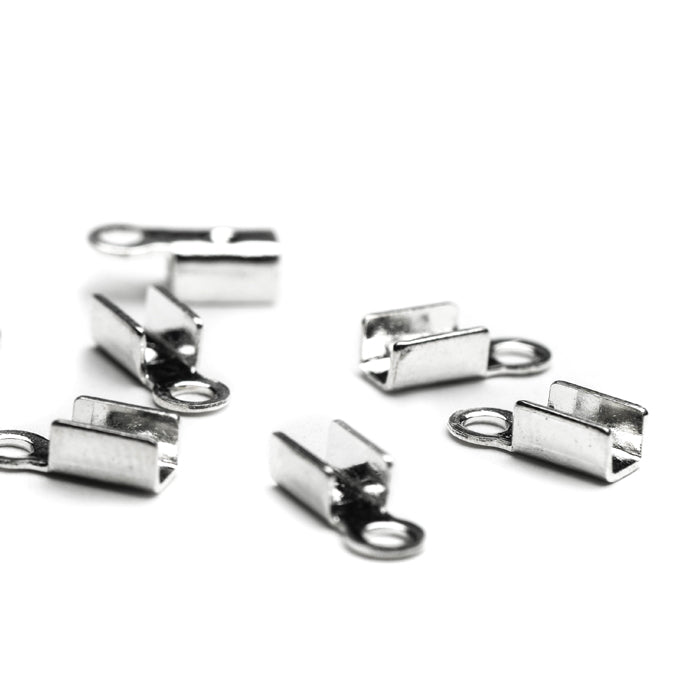 Leather Crimp Flat Silver Plated Metal 4.5x9mm-Pack of 100
