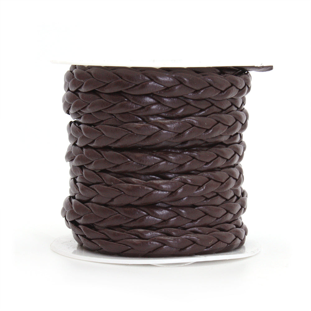 Braided Faux Leather Brown 5x2mm - Reel of 2.5m