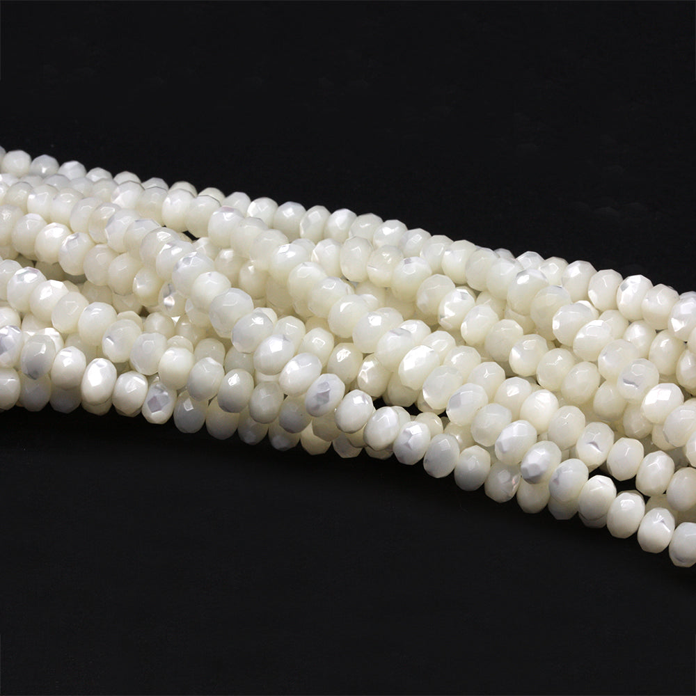Mother of Pearl Faceted Rondelles 4x6mm - 35cm Strand