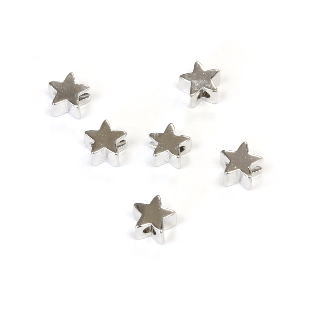 Chunky Star Spacer Bead Silver Plated 5mm - Pack of 10