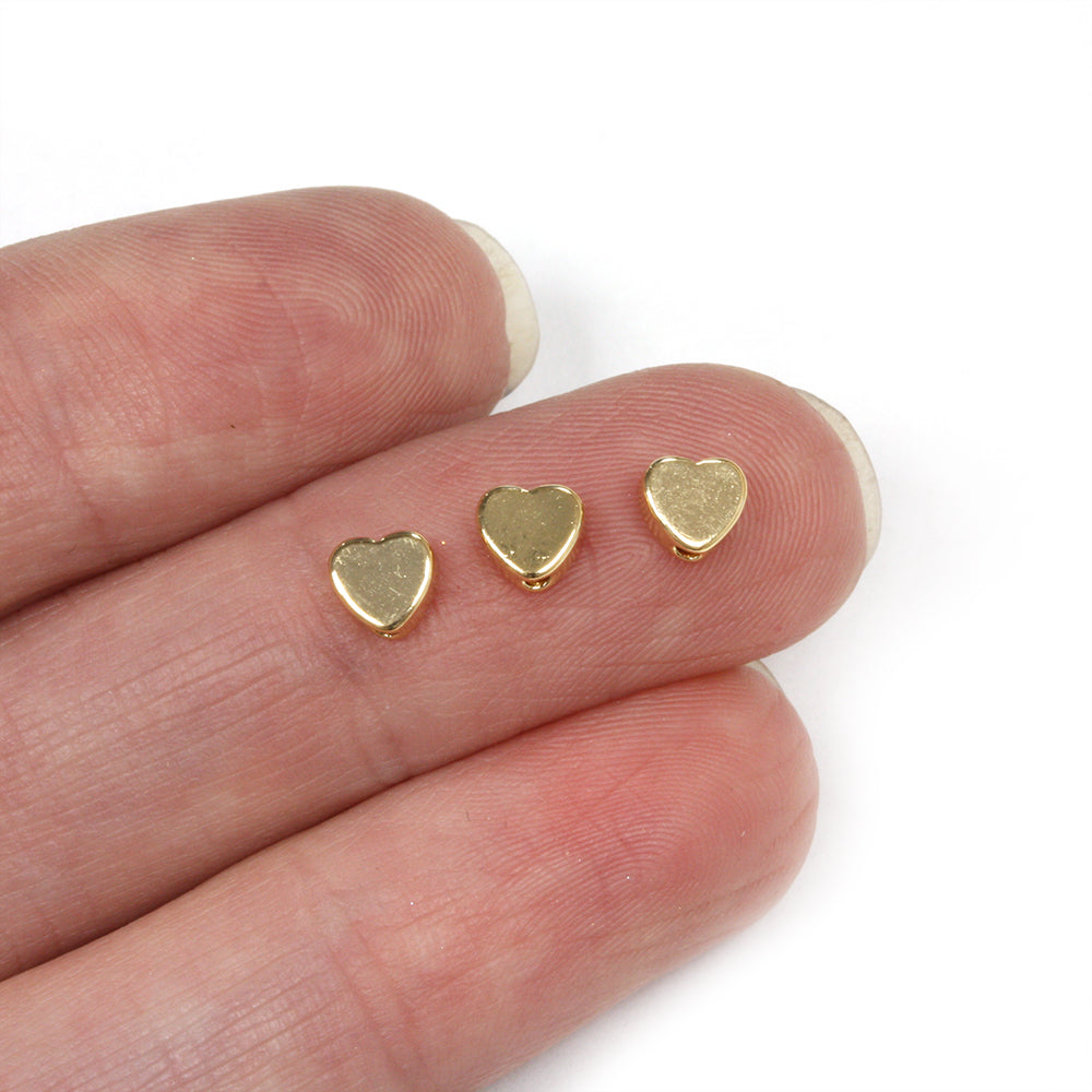 Chunky Heart Spacer Bead Gold Plated 5mm - Pack of 10