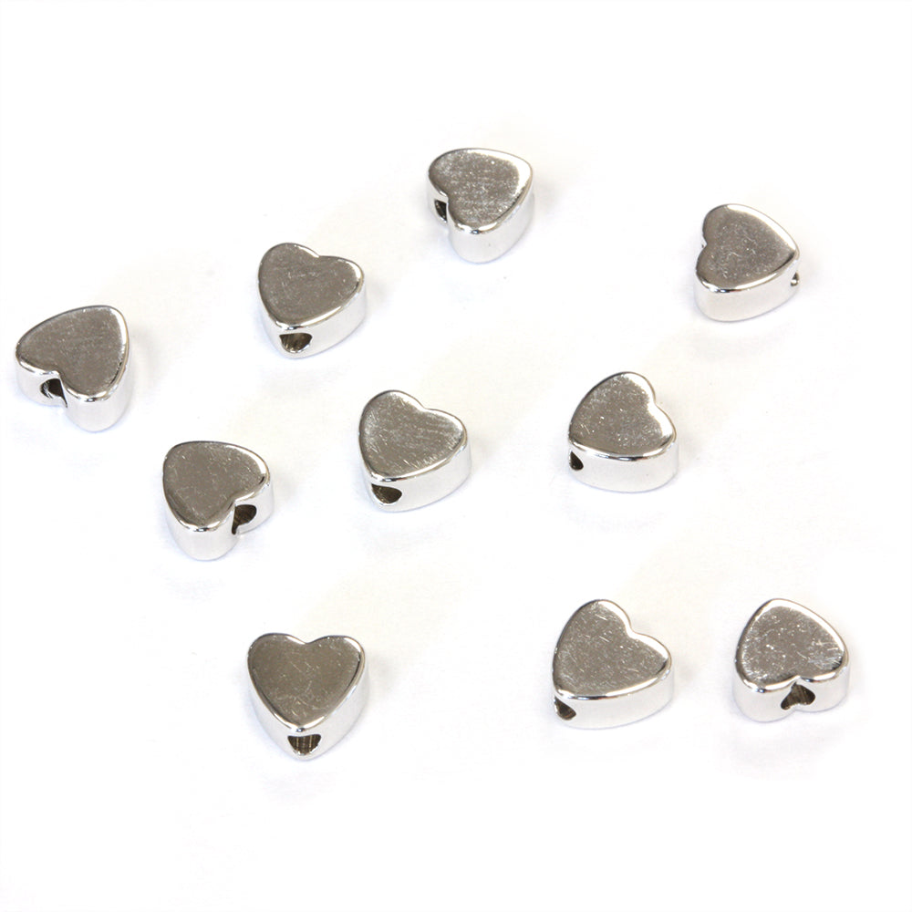 Chunky Heart Spacer Bead Silver Plated 5mm - Pack of 10