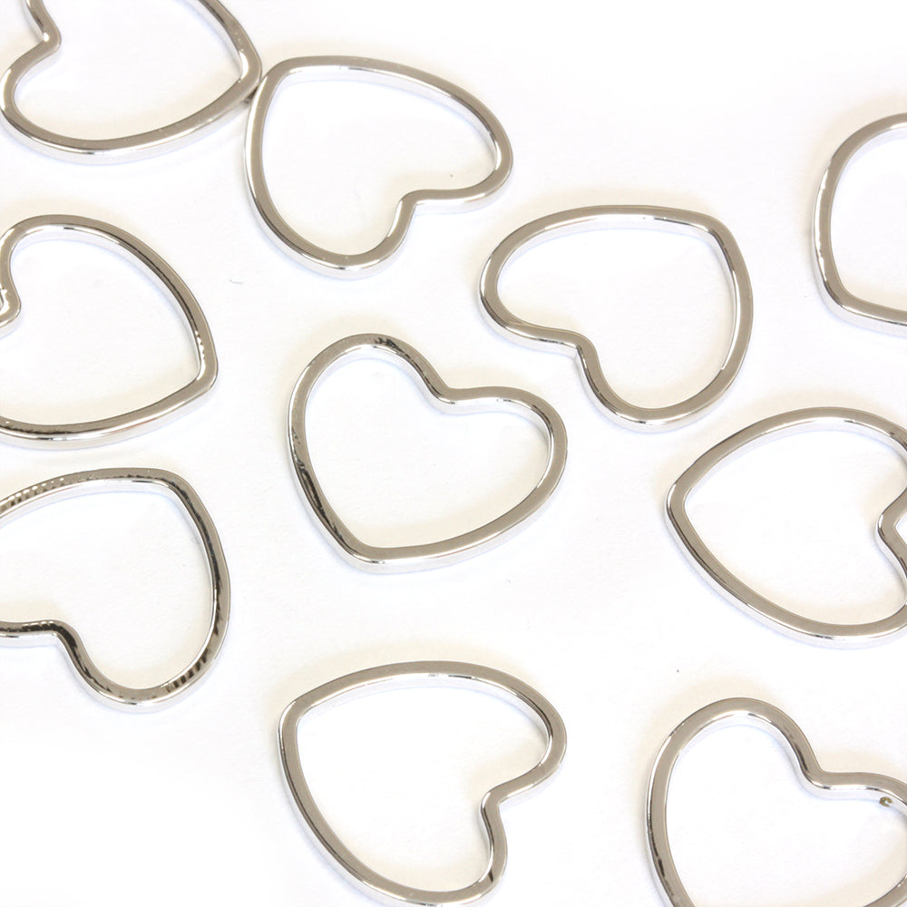 Open Heart Links Silver Plated 14x15mm - Pack of 10