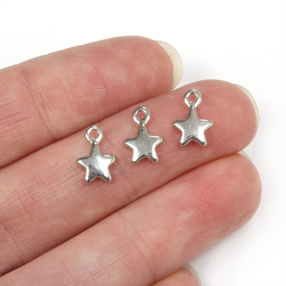 Star Drop Silver Plated 6x10mm - Pack of 10