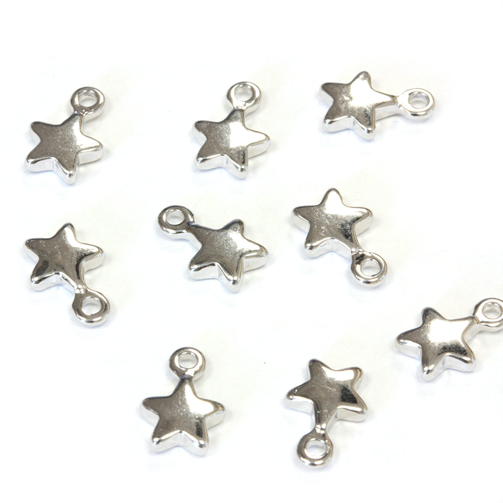 Star Drop Silver Plated 6x10mm - Pack of 10