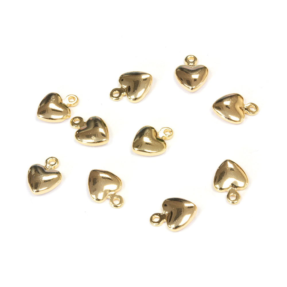 Heart Drop Gold Plated 7x9mm - Pack of 10