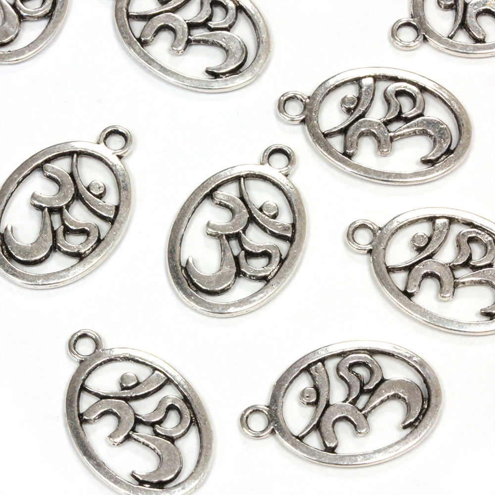 Ohm Charm Antique Silver 21x15mm - Pack of 30