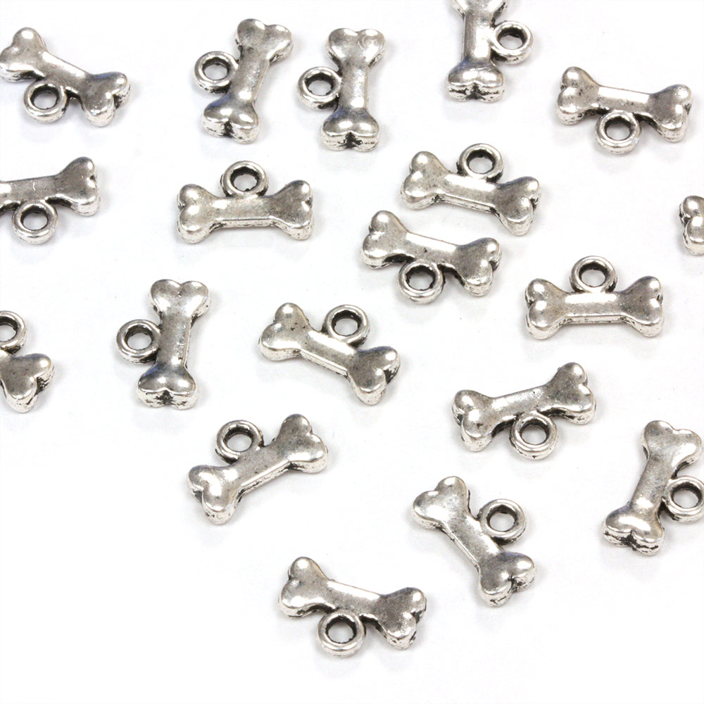 Bone Antique Silver 7x6mm - Pack of 50