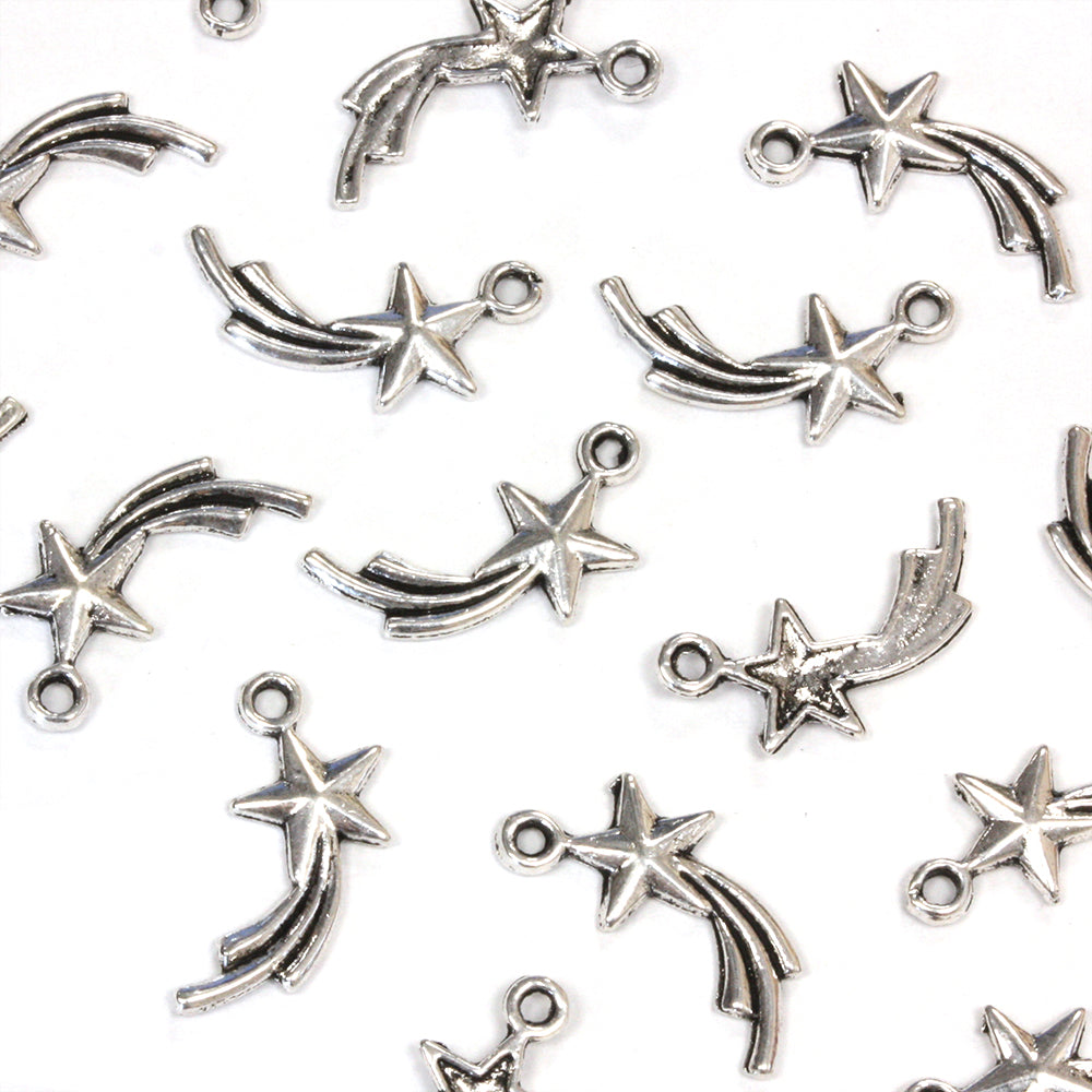 Shooting Star Antique Silver 15x9mm - Pack of 50