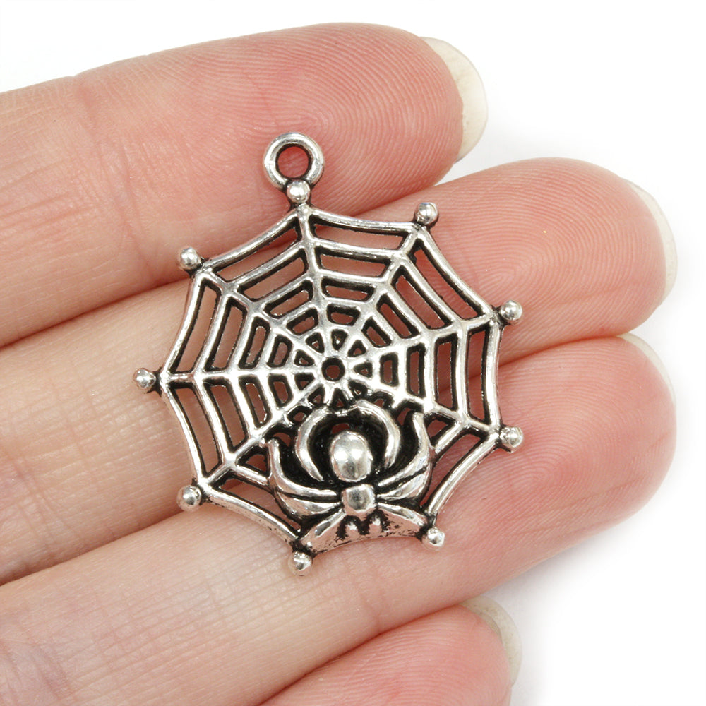 Spider Web Antique Silver 30x27mm - Pack of 10