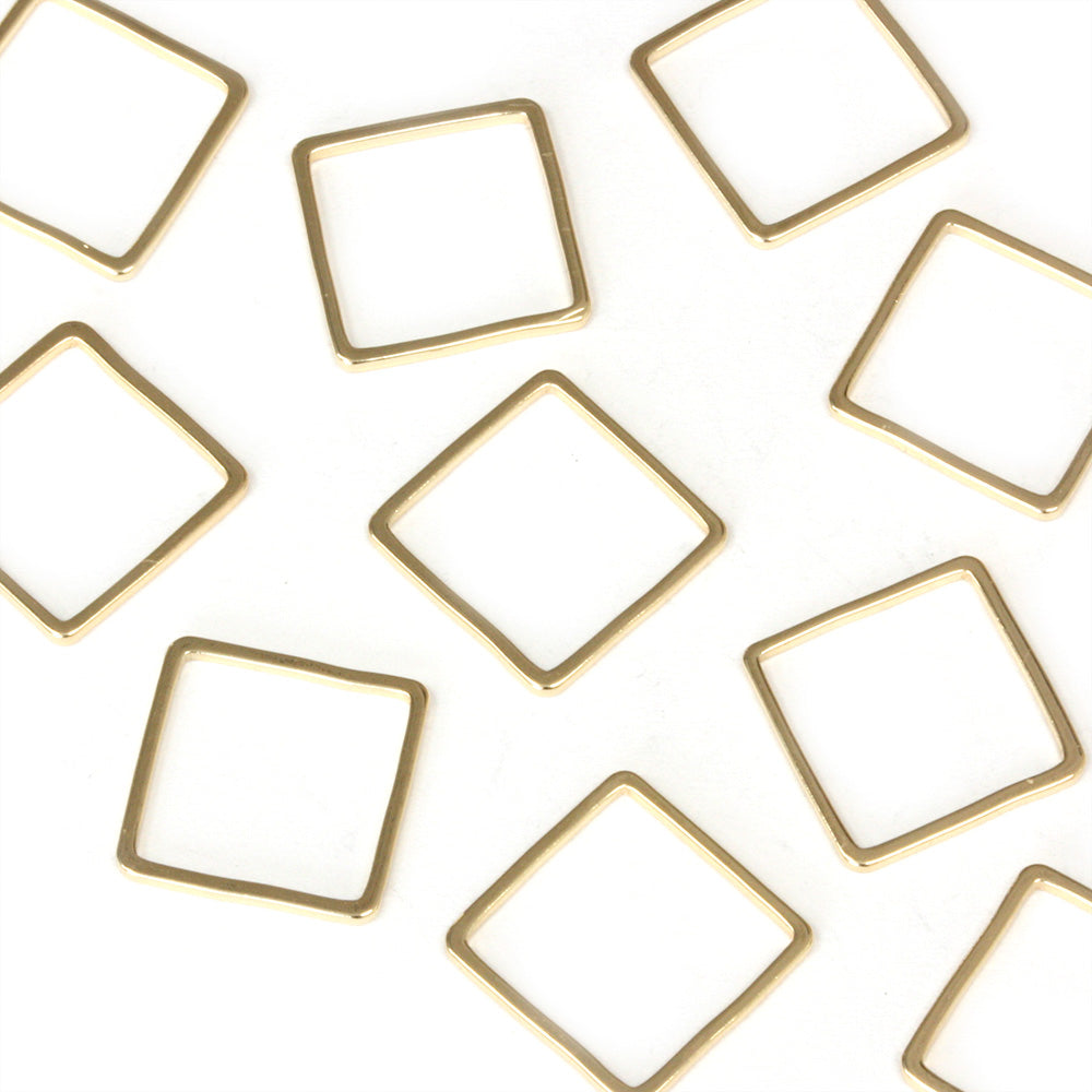 Open Square Links 12mm Gold Plated - Pack of 10