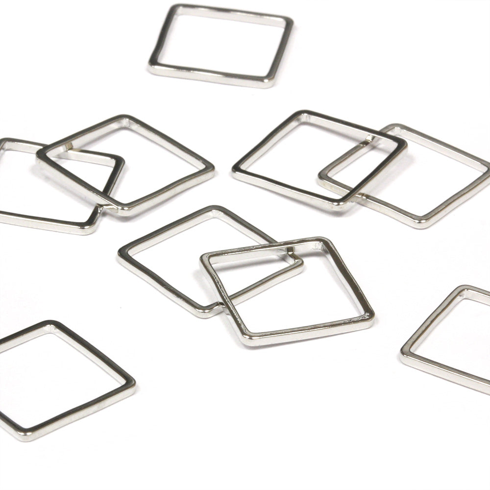 Open Square Links 12mm Silver Plated - Pack of 10