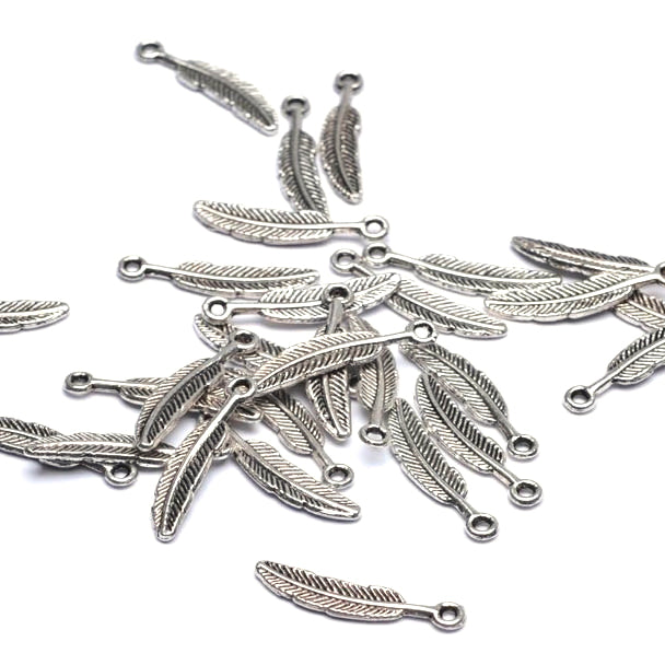 Pendant Antique Silver Feather 21x5.5mm - Pack of 50