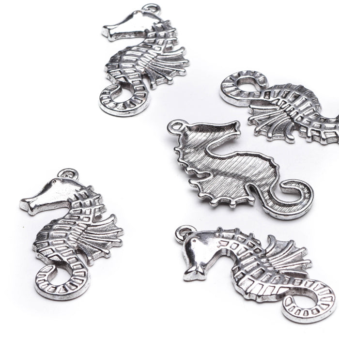 Tibetan Style Sea Horse Antique Silver 38x18mm - Pack of 10