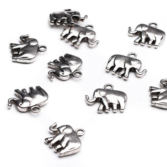 Tibetan Style Elephant Antique Silver 21x18x5mm - Pack of 10