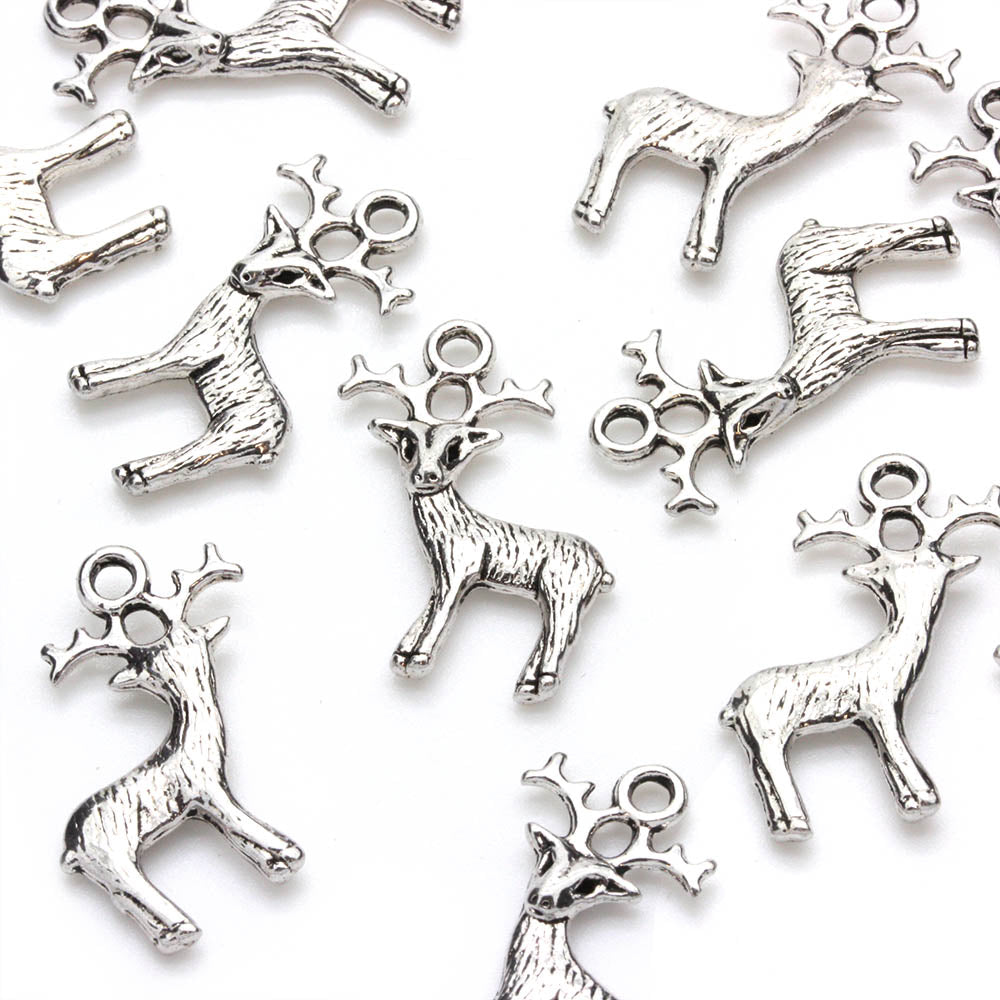 Reindeer Antique Silver 23x19mm - Pack of 20