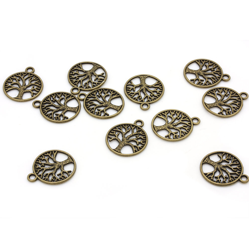 Tree of Life Stencilled Pendant Antique Gold 25x20mm - Pack of 50