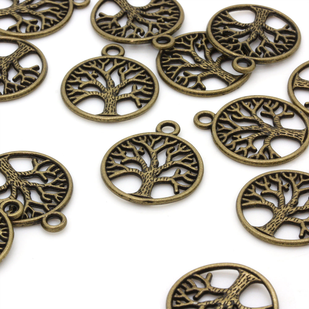 Tree of Life Stencilled Pendant Antique Gold 25x20mm - Pack of 50