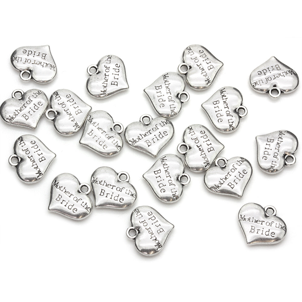 Mother of the Bride Heart Antique Silver 14x15mm - Pack of 20