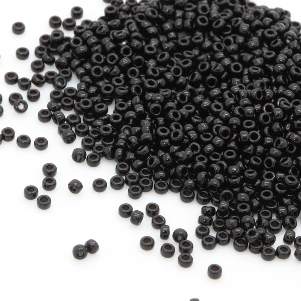 Miyuki Opaque Black Size 15 Seed Beads - Pack of 10g