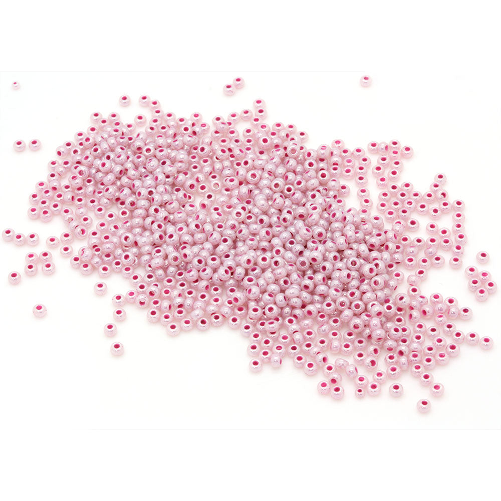 Pearlescent Czech Pink Glass Rocaille/Seed 8/0 Pack of 100g