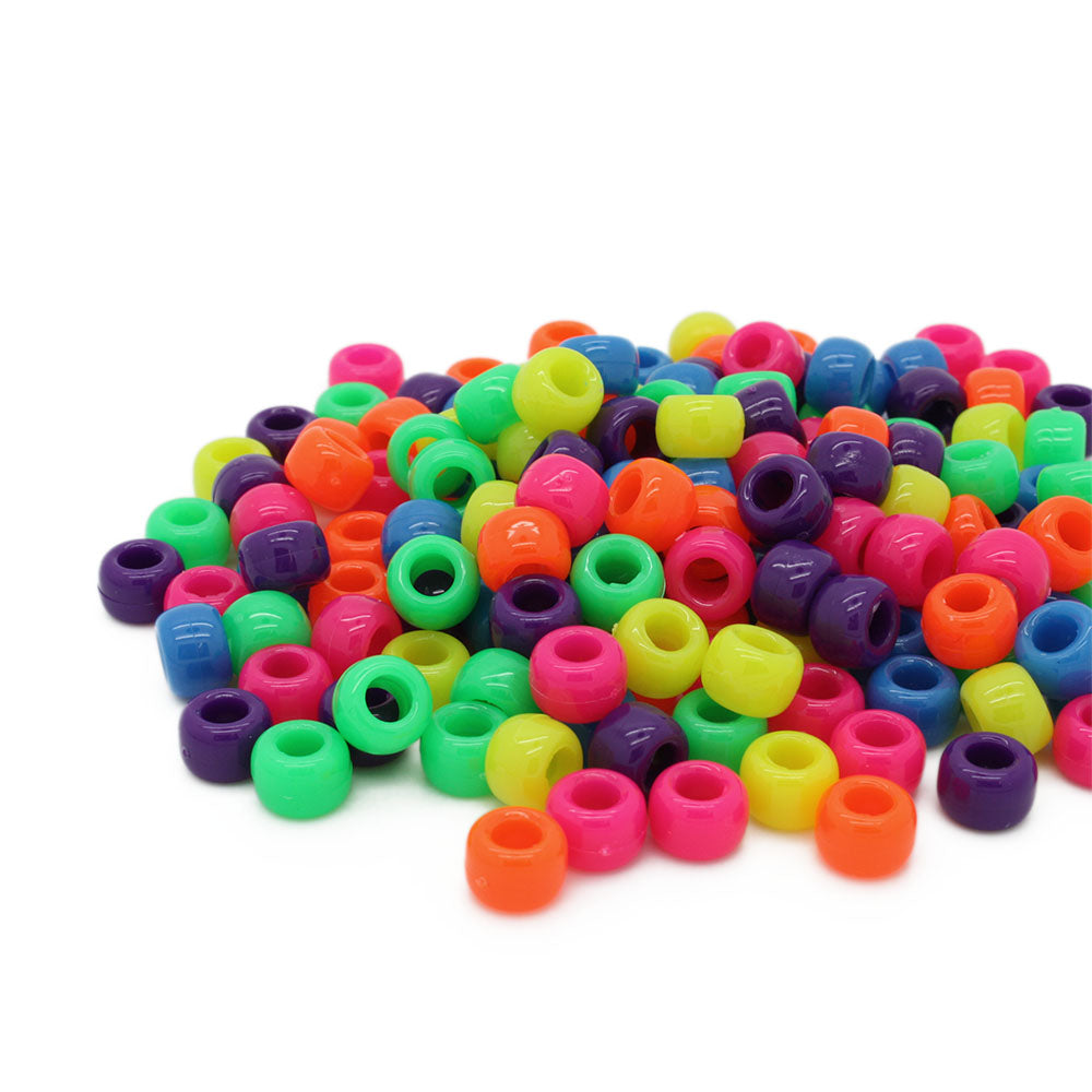 kids plastic neon coloured  pony beads with large holes