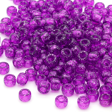 kids plastic glitter purple coloured  pony beads with large holes