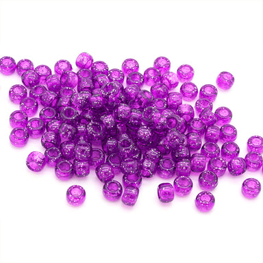 kids plastic glitter pink coloured  pony beads with large holes
