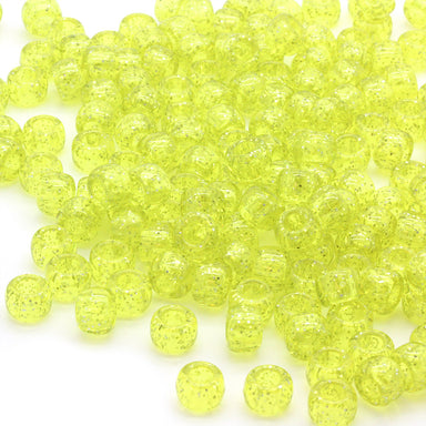 kids plastic glitter yellow coloured  pony beads with large holes